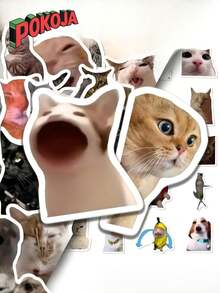POKOJA LAND POKOJA LAND 101 Pieces Of Cat Expression Sticker Set, High Quality, No Battery, A Small Amount Of Feathers, Suitable For Diary, Scrapbook, DIY Handmade, Laptop, Mobile Phone Case, Holiday Birthday Gift Choice