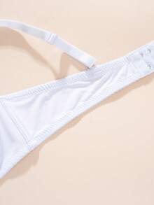 1pc Sexy Lace Simple Gather & Lift Wireless Bra For Small Bust - White - View 4