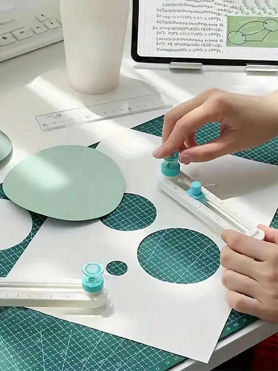 Zazumi 360-Degree Rotary Circle Cutter, Manual Compass Cutter For Precise Round Holes In Paper, Film, And Craft Materials - Multicolor - View 1