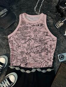 Glimmora Women's Summer Fashion Graffiti Print Camisole - Multicolor - View 3