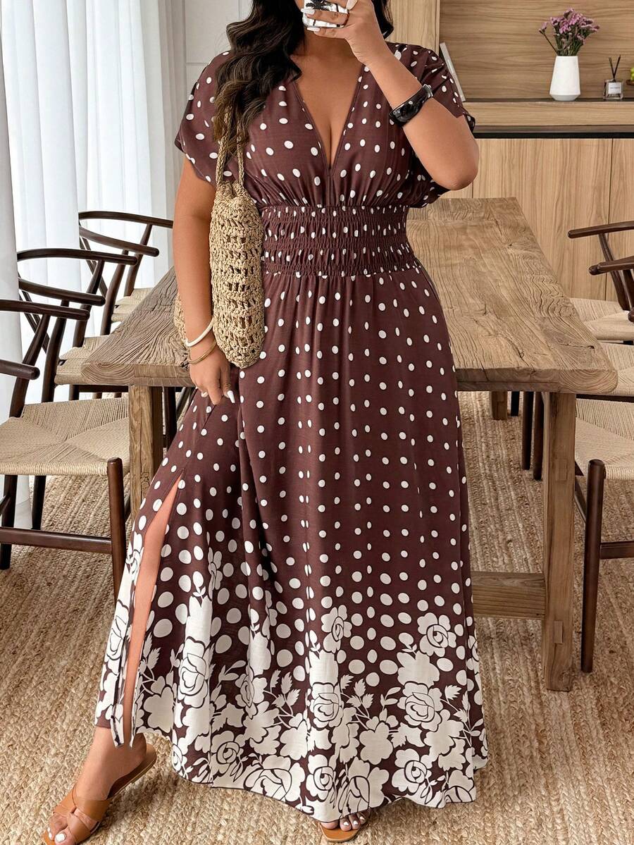 Weeklong Plus Size Women's Casual Sleeveless Waist Defined A-Line Single-Sided Printed Vacation Dress, Spring/Summer - Multicolor - View 1