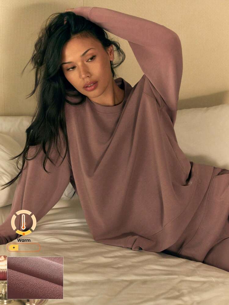 Modal Fleece Soft Warm Oversized Long Sleeve Sweatshirt Daily Casual Fall Winter