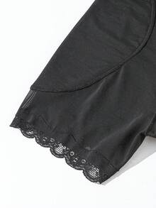 SHEIN 女士高腰收腹网眼拼接塑身裤 - 黑色 - 查看 6