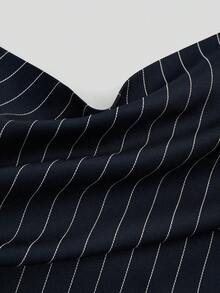 Sweetra Plus Size Women's Retro Romantic Vacation Y2K Style Draped Neck Asymmetric Striped Spaghetti Strap Tie Versatile Commuter Fashionable Camisole, Spaghetti Strap Camisole, Regular Camisole, Sleeveless Top, Suitable For Daily Outings, Vacation, Back To School Season, College Style, Spring, Summer Clothing