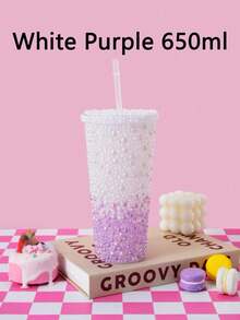 1pc 12 Oz (About 340 G) Sparkler Cup Handmade Rhinestone Set, Built-In Double Plastic Cup With Lid, Straw - Perfect For DIY Custom, Iced Coffee And Water, Home Office Party Beach, Ladies Gift - Multicolor - View 27