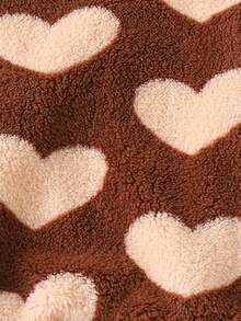 Genkimix Kids 少女可爱爱心图案蓬松长袖圆领上衣搭配黑色喇叭裤T恤套装