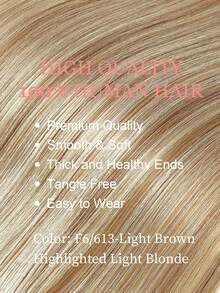 7 件装 20 个夹子直发接发 100% 真人发色 F6/613# 中棕色挑染浅金色 14-22 英寸 115 克双纬隐形夹发接发雷米天然真人发适合女性女孩日常使用 - S6/613 - 查看 2