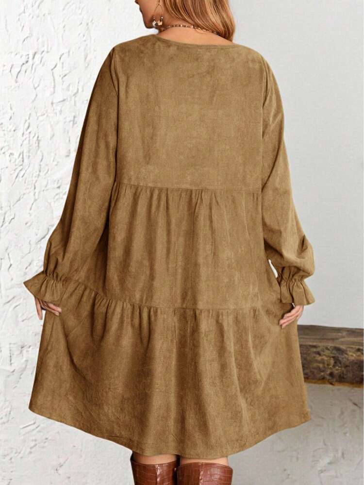 Plus Size Women's Western Style Long Sleeve Dress