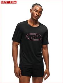 Rest Era Men's Simple Printed Short Sleeve Pajama Top