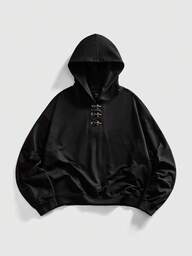 Street Life Men's Casual Solid Color Airplane Buckle Pullover Sweatshirt Sweatshirt