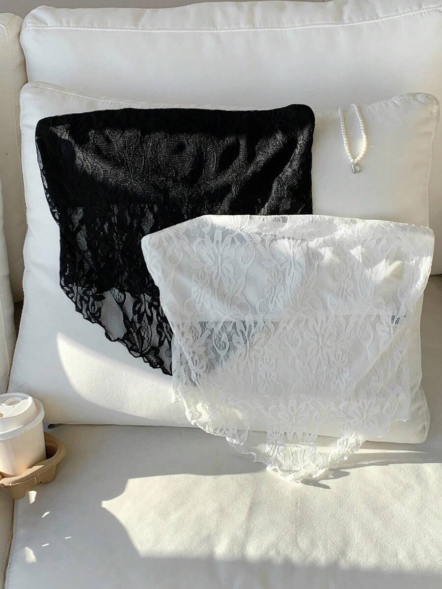 Comfortcana 2件装女士性感休闲蕾丝不对称下摆紧身抹胸上衣 - 彩色 - 查看 1