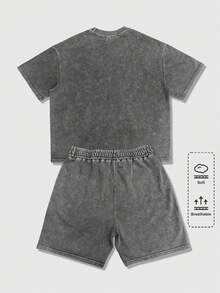 ROMWE MEN Grunge Punk Men's Round Neck Short Sleeve Casual Summer Fashion T-Shirt Set