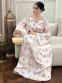 Yasmyna 女士印花长袖阿拉伯连衣裙 - 彩色 - 查看 2