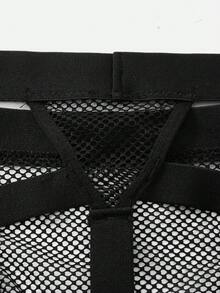 DrisQ Men's Solid Color Hollow Out Design Elastic Waist Sexy Briefs - Black - View 5