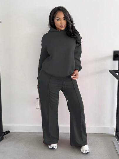 Alexandranx Ropa de verano para mujer, sudadera con capucha casual y sencilla deunicoloro, de manga larga, sin cordón, oversize, ropa de otoño e invierno para mujeres