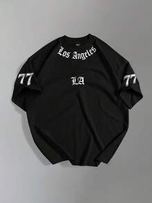 Manfinity LEGND Herren Große Größen Minimalistisches Rundhals Kurzarm T-Shirt mit Muster - Schwarz - Übersicht 2