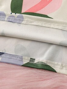 Set de 3 piezas de pantalones cortos, pantalones y pijama de manga corta con estampado floral para niñas - Multicolor - Ver 8