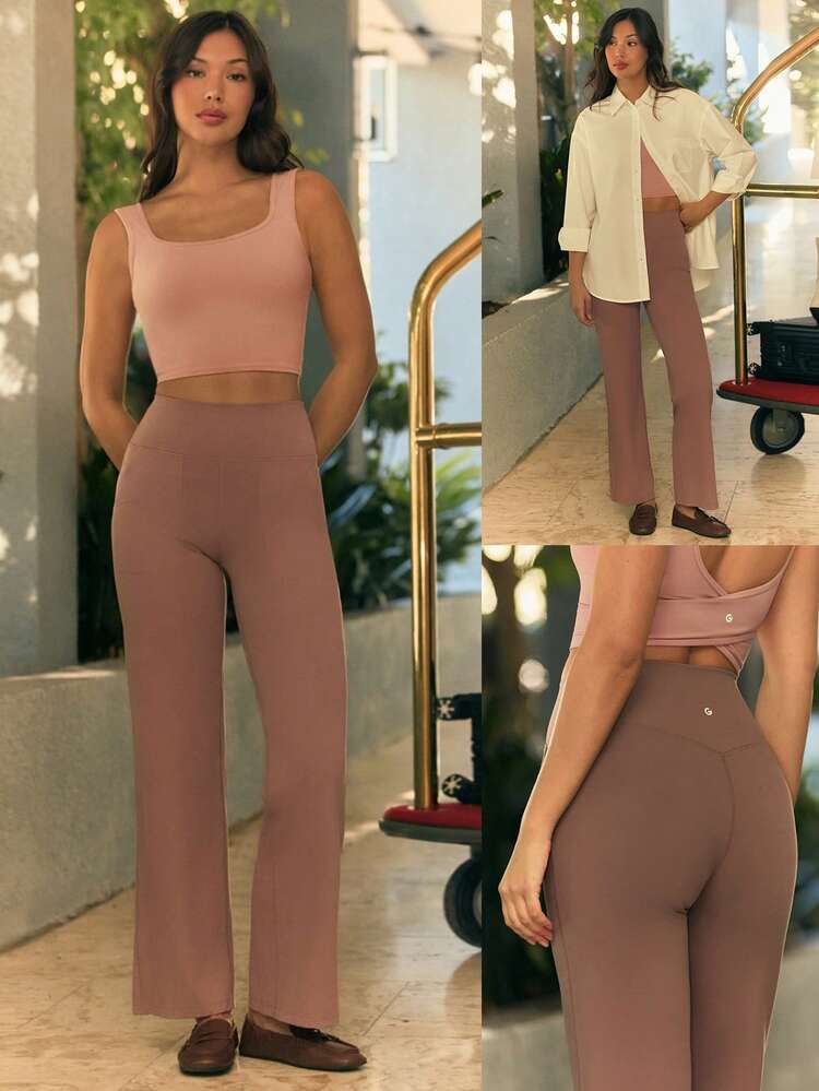 29" FeatherFit™ Ease Into It Wide Leg Ultra High-Waist Leggings With Pocket  Spring Summer