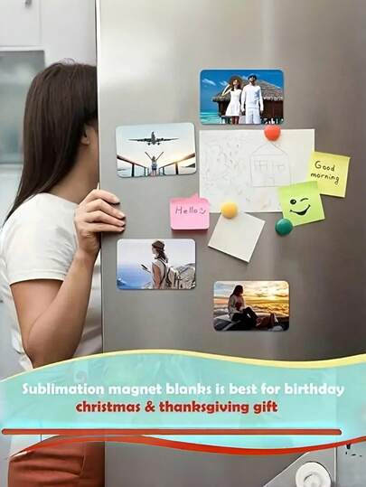 10개 맞춤형 냉장고 자석 DIY 공예 재료 사무실 가정 장식 파티 호의 개인화 된 선물 아이디어 바이럴을위한 열전사 자기 시트
