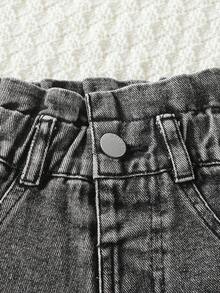 SHEIN 3pcs Girls Denim Shorts Set,Blue Back-To-School Fashionable Washed Loose Shorts With Elastic Waist,3 Pack Cute Casual Summer Kids Clothes For Vacation - Multicolor - View 8