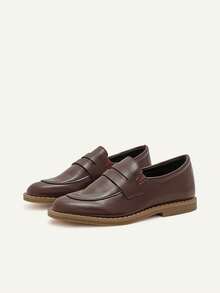 Cozy Pixies Basic All-Match College Style British Style Boys' Elastic Pu Leather Splicing Oxford Shoes With Cap Toe Party - Brown - View 3
