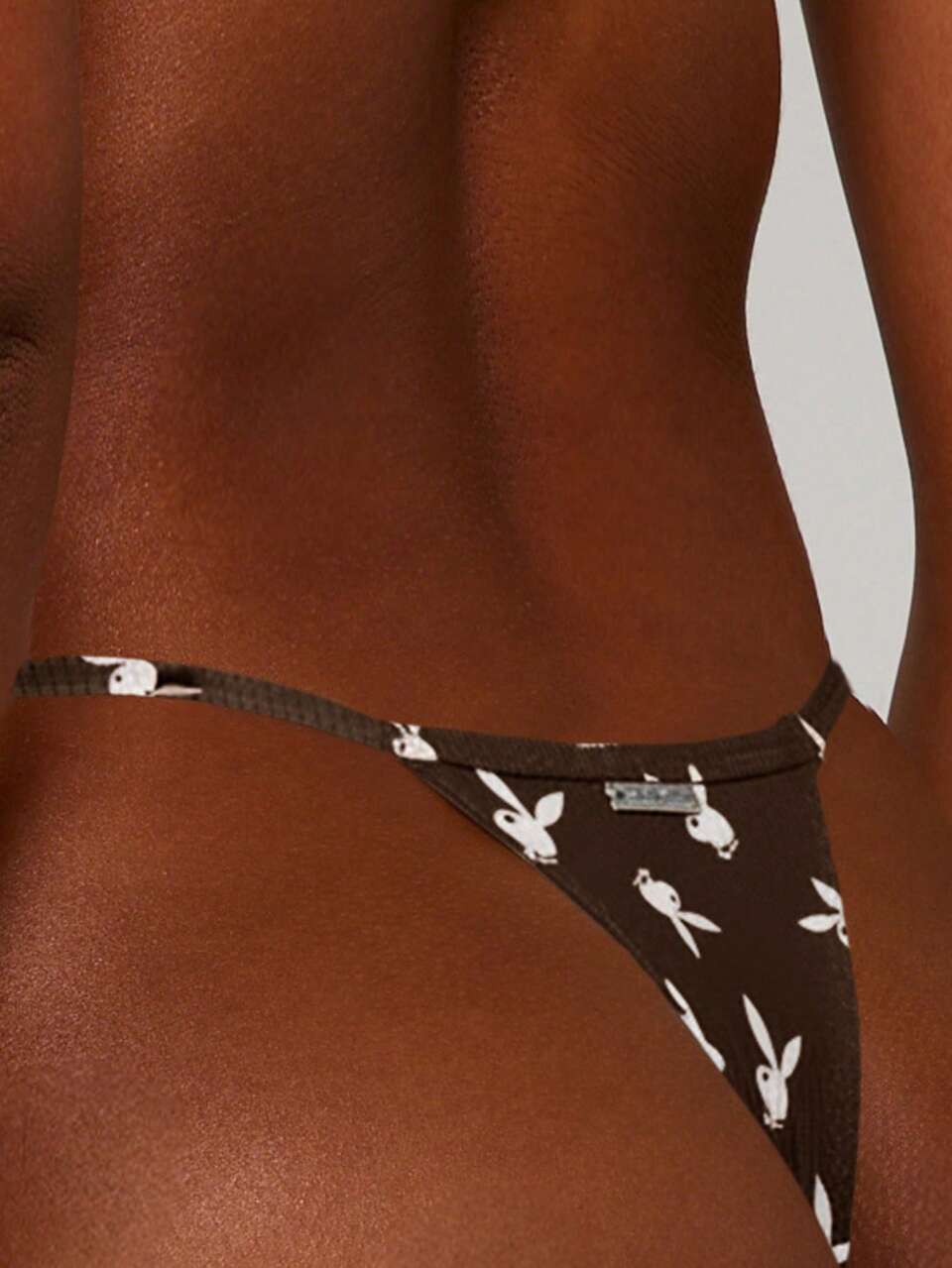 Missguided x Playboy Sous-vêtements tanga avec imprimé lapin et taille élastique basse, sous-vêtements intimes pour le port quotidien