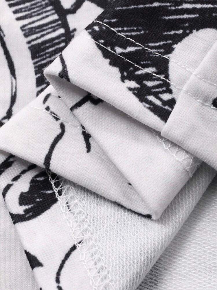 Cute Cartoon Print Long Sleeve Top And Pants Women Pajama Set