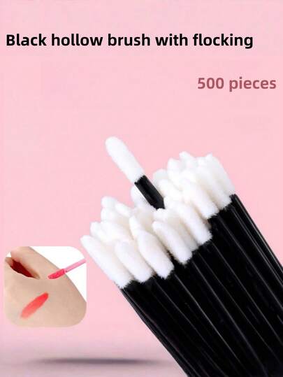 500PCS Disposable Lip Brush Set Portable Lipstick Applicator Makeup Brush Stick Hypoallergenic Precise Application Travel Kit Cosmetics Tool Sanitary Disposable Brush Clean