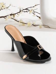 SHUZIA Ladies Sexy Stiletto Heel Slip-On Sandals - Black - View 7