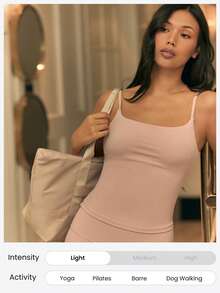 GLOWMODE FeatherFit™ Hip Length Basic Tank Top Low Impact Yoga Pilates Studio Daily Removable Cups  Spring Summer - Dusty Pink - View 6