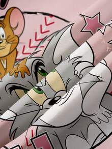 TOM & JERRY X SHEIN Women's Casual Everyday Commute Fashion Street Cartoon Letter Graphic Contrast Color Crew Neck Sweatshirt - White - View 4