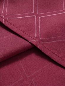 Manfinity Mode 男士纯色休闲短袖衬衫，纽扣前开襟设计，夏季百搭 - 酒紅色 - 查看 7