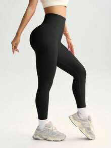 Easithlete 4pcs/Set Seamless High Elasticity Sports Leggings - Black - View 4