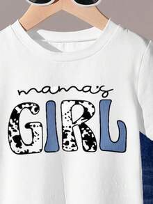 2pcs/Set Girls Toddler T-Shirt & Flare Pants Outfit, Denim Print Bow Decor, Letter Graphic, Cute & Lively, Versatile All-Match Casual Wear, Suitable For Outings, All Seasons Girl Jeans Set Girls Denim Sets Bell Bottoms Girl 2 Piece Set 3 Pcs Set Girls Cool Girls Bell Bottom Outfit - Multicolor - View 5