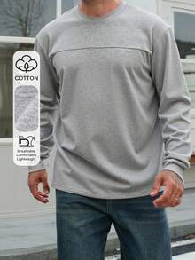 DAZY Men's Loose Fit Grey T-Shirt With Letter Embroidery, Autumn - Grey - View 6