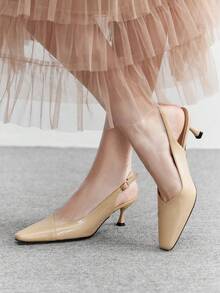 CUCCOO BIZCHIC Tacones altos de punta elegantes y de moda para ir al trabajo - Albaricoque - Ver 3