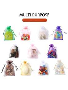 50/10PCS Clear Gift Bags, Available In Various Sizes, Suitable For Weddings, Parties, Travel, Birthdays, Anniversaries, And Other Occasions. Drawstring Organza Gift Bags, Perfect For Wrapping Jewelry, Candy, Stationery, And Other Small Items. Also Suitable For Decorations, Fruit Wrapping, And Insect-Proof Storage. Ideal For Parties And Catering Occasions, And A Perfect Choice For Holiday Gifts-Multiple Colors Available - Multicolor - View 7