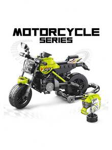 Neon Green 'SPEED' Racing Motorcycle Building Block Set - Mechanical Model With Helmet Accessory, Collectible Assembled Toy (Piece Count: 397pcs) - Multicolor - View 1