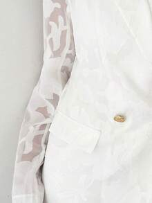 Chiquease 纯色翻领插肩袖优雅时尚外套 - 白色 - 查看 7