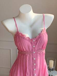 Comfortcana 女士粉色时尚吊带背心，适合夏季穿着，适合舞会、情人节女士衬衫 - 粉色 - 查看 4