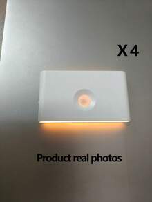 1/2/4 LED 感应夜灯，无线 USB 充电，上下感应灯，护眼，床头夜灯，易于安装的感应器，衣柜灯，家居装饰，卧室，浴室，客厅，办公室橱柜，厨房，走廊，餐厅，氛围灯（款式：无缝玻璃/圆形镜片）