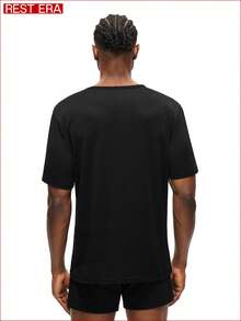 Rest Era Men's Simple Printed Short Sleeve Pajama Top