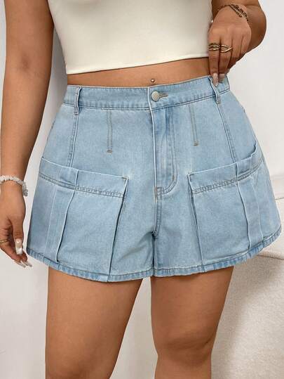 Sunnyshic 大码女式休闲宽松牛仔短裤