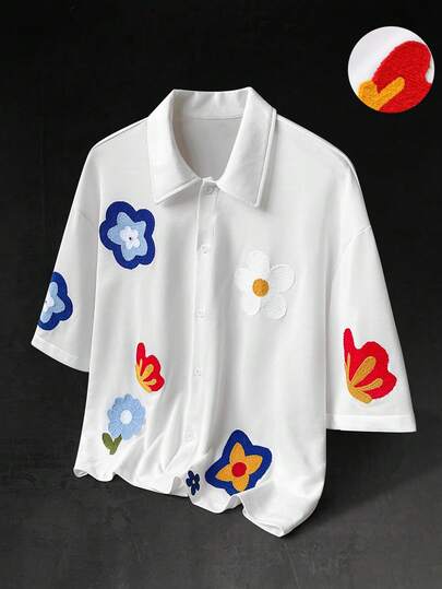 STYNVO 男士休闲花卉刺绣衬衫，夏季