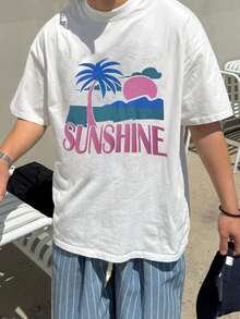 DAZY 夏季字母图案印花泡沫白色圆领男士T恤 - 白色 - 查看 6