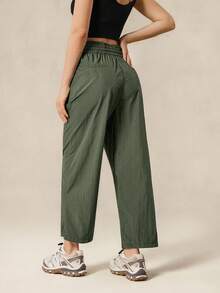 OutZeal Women Outdoor Pants Hiking Camping Travel Water-Resistant Ruffle Waistband Crop Pants - Army Green - View 9