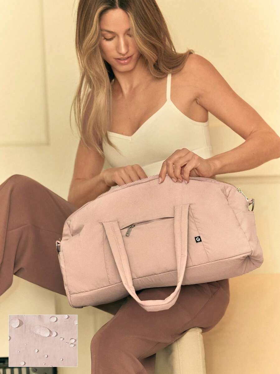 GLOWMODE 16升超大容量双肩带拉链旅行包，适合日常休闲秋冬季使用 - 藕桃色 - 查看 1