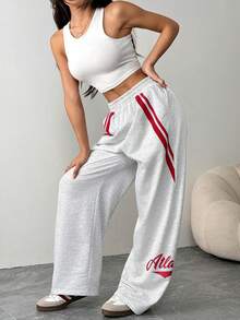 Modelyn Calça esportiva casual folgada com 3 listras - Cinza - Ver 6