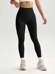 Easithlete 4pcs/Set Seamless High Elasticity Sports Leggings - Black - View 3