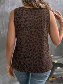 EMERY ROSE Plus Size Women Leopard Print Casual Sleeveless Top - Multicolor - View 2